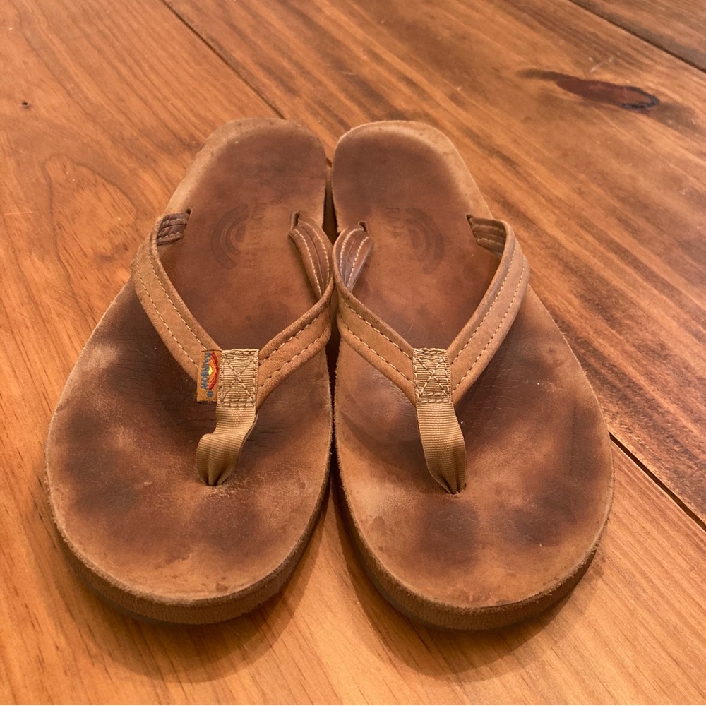 Rainbow Leather Flip Flop Sandals Gem